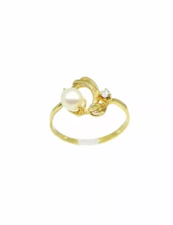 Outlet Anillo perla y circonita oro 18k - T.14 Anillos De Oro|Anillos