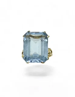 Clearance Anillo piedra agua marina oro 18k - T.16 Anillos De Oro|Anillos