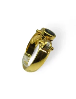 Store Anillo piedra oval azul con diamantes baguette oro 18k - T.14 Anillos Con Brillantes|Anillos De Oro