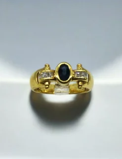 Store Anillo piedra oval azul con diamantes baguette oro 18k - T.14 Anillos Con Brillantes|Anillos De Oro
