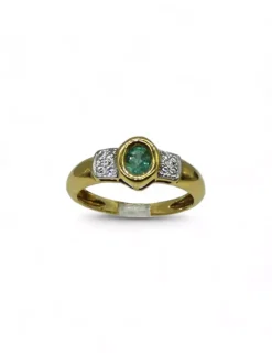 Online Anillo piedra verde oval oro bicolor 18k - T.14 Anillos De Oro|Anillos