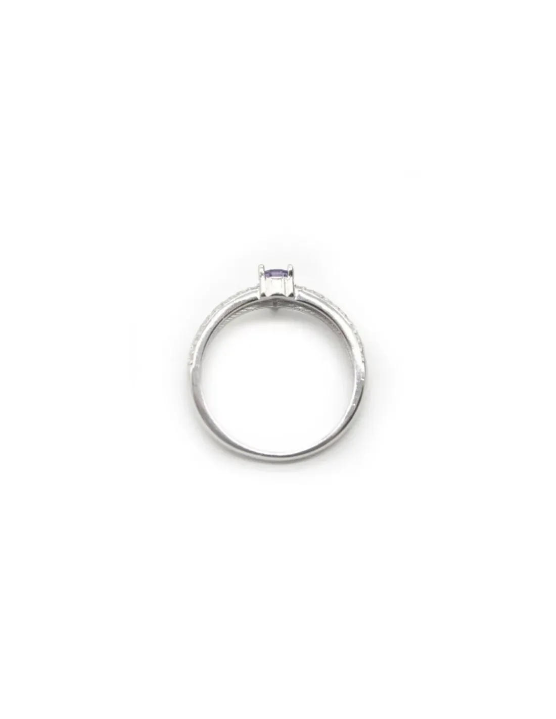 Best Sale Anillo plata dos bandas lisa y circonitas con lágrima color amatista - T.13 Anillos De Plata|Anillos