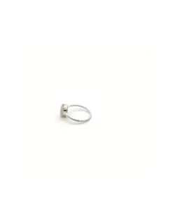 Cheap Anillo plata trenzado con piedra oval rosa en 4 garras Anillos De Plata|Anillos