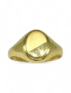 Cheap Anillo sello oval mitad satinado y pulido oro 18k - T.16 Sellos|Anillos De Oro