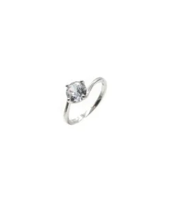 Fashion Anillo solitario circonita 7mm 4 garras ladeadas Plata de Ley Anillos De Plata|Anillos