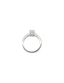 Fashion Anillo solitario circonita en montura 4 garras cuadradas Plata Anillos De Plata|Anillos