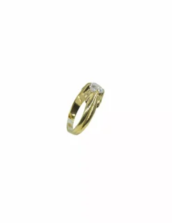 New Anillo solitario con circonita oro 18k - T.17 Anillos De Oro|Anillos