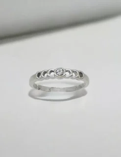 Cheap Anillo solitario con diamante y círculos oro blanco 18k - T.13 Anillos Con Brillantes|Anillos De Oro