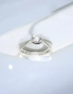 Online Anillo solitario con diamante cuatro garras oro blanco 18k - T.12 Anillos Con Brillantes|Anillos De Oro Blanco