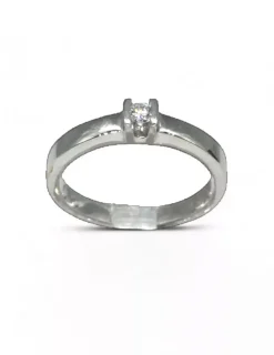 Fashion Anillo solitario de pedida con diamante en cuatro garras oro blanco 18k - T.11 Anillos Con Brillantes|Anillos De Oro