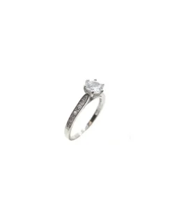 Best Sale Anillo solitario en 6 garras y circonitas laterales Plata de Ley - T.14 Anillos De Plata|Anillos