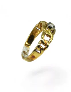 Shop Anillo solitario eslabones y diamante oro 18k - T. 15 Anillos Con Brillantes|Anillos De Oro