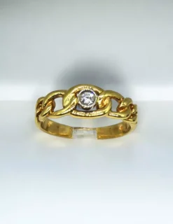 Shop Anillo solitario eslabones y diamante oro 18k - T. 15 Anillos Con Brillantes|Anillos De Oro