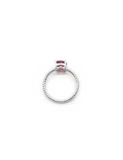 Best Sale Anillo trenzado con circonita ovalada 4 garras rojo rubí Anillos De Plata|Anillos