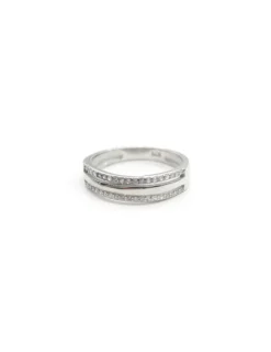 Flash Sale Anillo tres bandas, circonitas-lisa-circonitas plata 925 rodio Anillos De Plata|Anillos