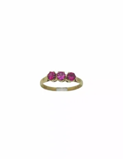 Best Anillo tres circonitas fucsia oro 18k - T.13 Anillos De Oro|Anillos