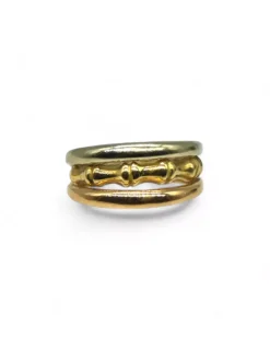 Flash Sale Anillo triple en ondas central oro tricolor 18k - T.13 Anillos De Oro|Anillos