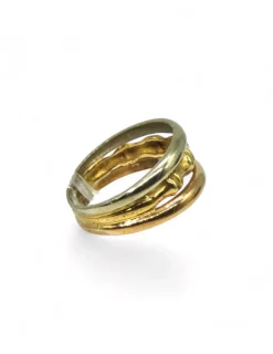 Flash Sale Anillo triple en ondas central oro tricolor 18k - T.13 Anillos De Oro|Anillos