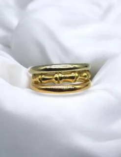 Flash Sale Anillo triple en ondas central oro tricolor 18k - T.13 Anillos De Oro|Anillos