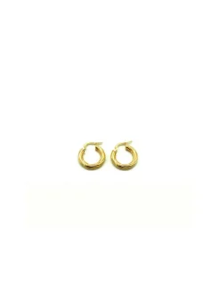 Flash Sale Argollas rizadas plata dorada - 16 mm Aros De Plata