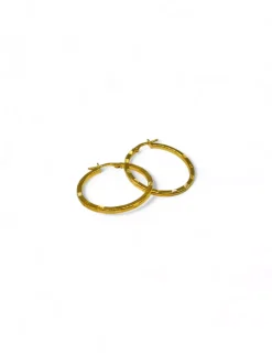 Clearance Aros tubo cuadrado tallado plata 925 chapada oro - 2x29mm Aros De Plata
