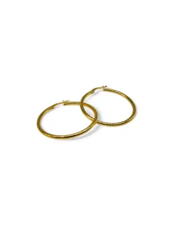 New Aros tubo plata 925 chapada oro - 2x34mm cierre omega Aros De Plata