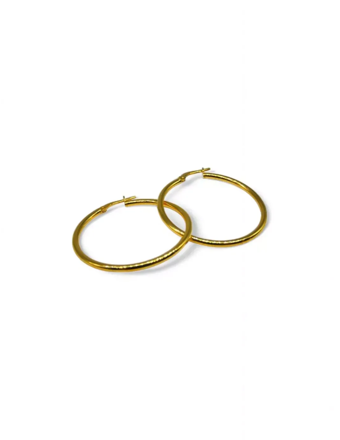 New Aros tubo plata 925 chapada oro - 2x34mm cierre omega Aros De Plata