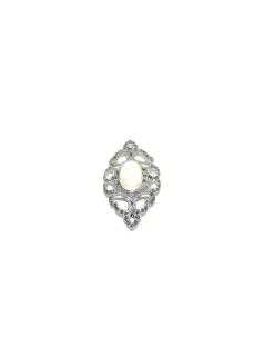 Cheap Broche plata de Ley envejecida con piedra ovalada blanca Más Joyas