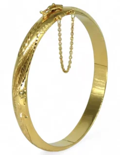 Shop Caña labrada cadena seguridad oro 18K - 6,1cm Cañas|Pulseras De Plata