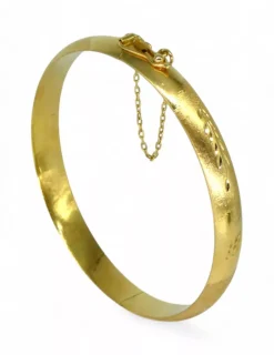 Flash Sale Caña labrada con cadena de seguridad oro 18k - 6cm Cañas|Pulseras De Oro