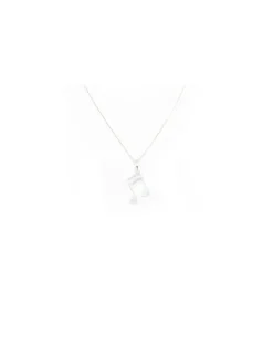 Outlet Cadena con colgante liso nota musical corchea plata - 40cm Gargantillas De Plata