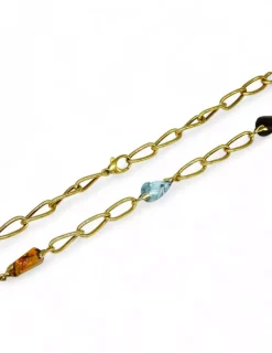 Flash Sale Cadena gargantilla eslabón bilbao y cuatro piedras colores oro 18k - 44cm Gargantillas De Oro