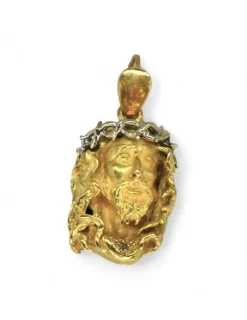 Sale Colgante cabeza Cristo oro bicolor 18k Medalla De Cristo|Colgante De Cristo
