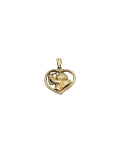 Fashion Colgante corazón calado y Cupido Oro 18k Colgante De Corazones