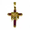 Discount Colgante cruz con manto y circonitas fucsia oro 18k Cruces Especiales