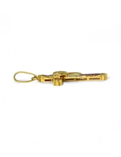 Discount Colgante cruz con manto y circonitas fucsia oro 18k Cruces Especiales