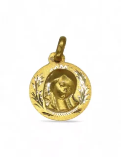 Outlet Colgante medalla Virgen niña labrada oro 18k Medalla De La Virgen|Colgante Con La Virgen