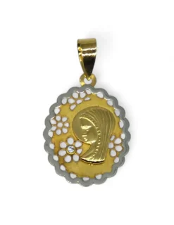 Flash Sale Colgante medalla virgen niña calada oro bicolor 18k Medalla De La Virgen|Colgante Con La Virgen