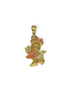 Discount Colgante MINNIE Mouse esmalte rosa oro 18k Medalla Para Bebé|Colgante Para Bebé Y Niños