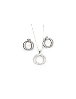 Online Conjunto gargantilla y pendientes aros entrelazados circonitas plata - 45cm Más Joyas|Gargantillas De Plata
