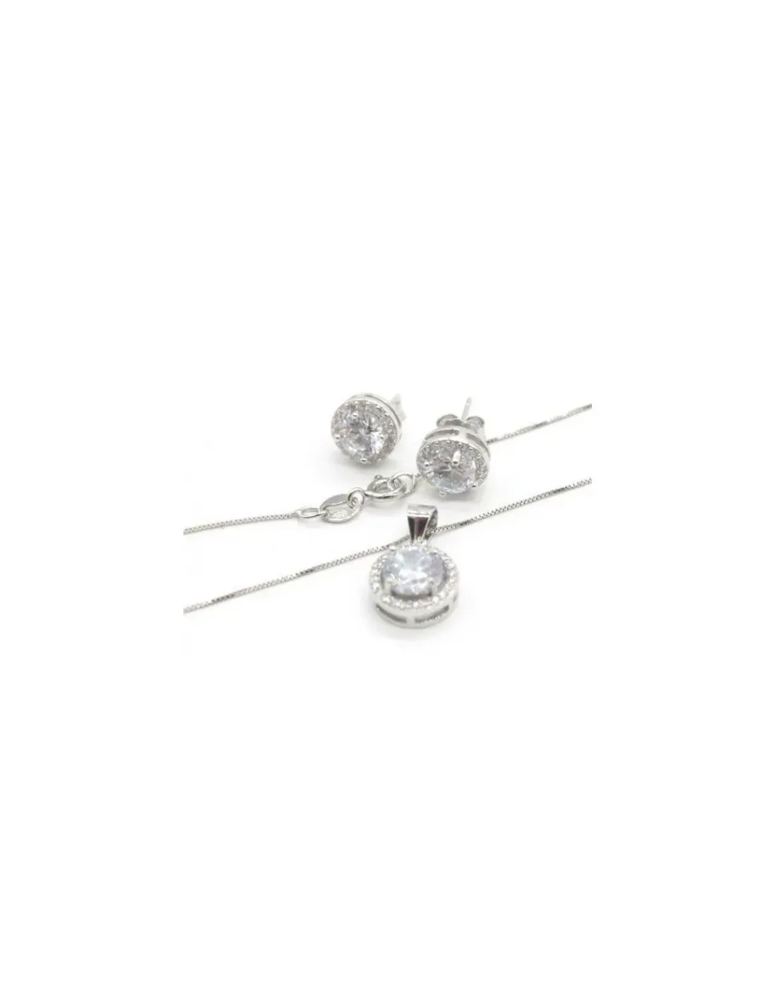 Outlet Conjunto gargantilla y pendientes plata circonitas fantasía - 45cm Gargantillas De Plata|Pendientes De Plata