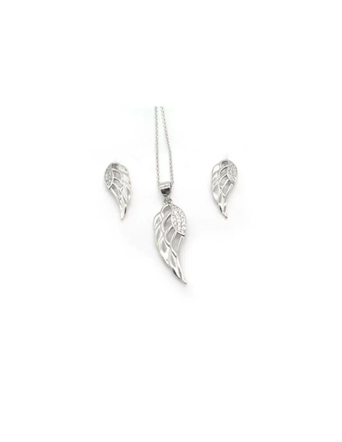 Fashion Conjunto gargantilla y pendientes alas circonitas plata 925 Gargantillas De Plata|Pendientes De Plata