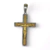 Discount Crucifijo cuadrado satinado y brillo oro bicolor 18k Crucifijo