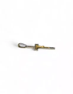 Discount Crucifijo cuadrado satinado y brillo oro bicolor 18k Crucifijo