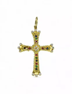 New Cruz Asturiana circonitas oro 18k Medalla De La Virgen|Medalla De Cristo