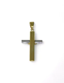 Fashion Cruz plana bicolor oro 18k Crucifijo