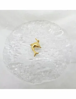Cheap Dije delfín brillo-mate oro 18k Colgante De Animales