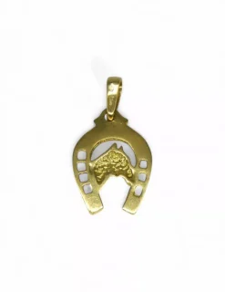 Online Dije herradura y caballo oro 18k Colgante De Animales