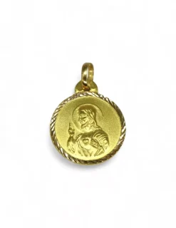 Cheap Escapulario Virgen del Carmen y Sagrado corazón de Jesús oro 18k - 1.50cm Colgante Con La Virgen