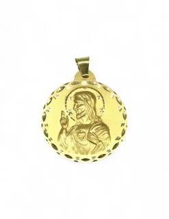New Escapulario Virgen del Carmen y Sagrado Corazón oro 18k - 4,2cm Medalla De La Virgen|Medalla De Cristo